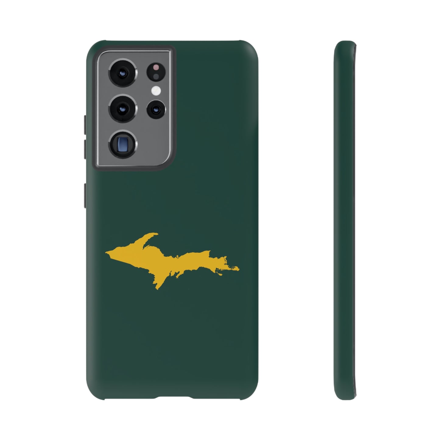 Michigan Upper Peninsula Tough Phone Case (Green w/ Gold UP Outline) | Samsung & Pixel Android