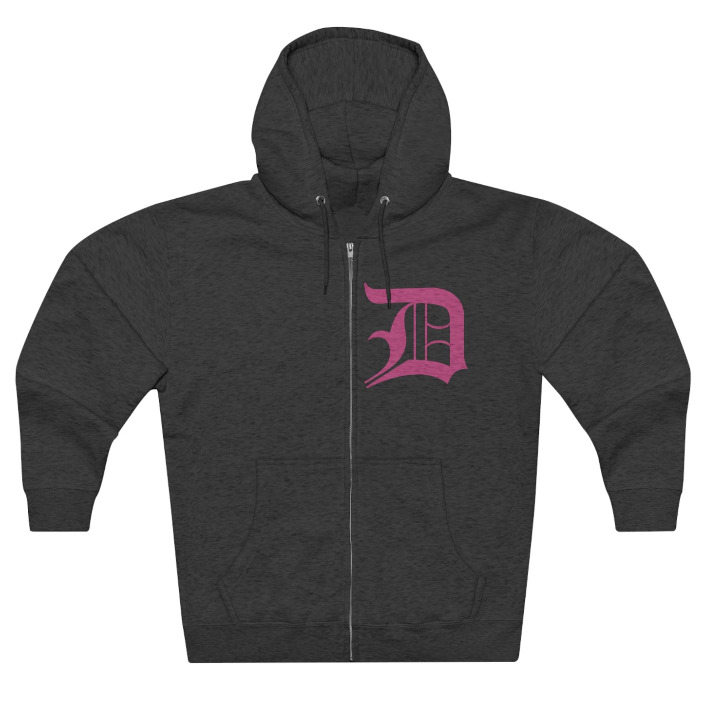 Detroit 'Old English D' Hoodie (Apple Blossom Pink) | Unisex Full Zip