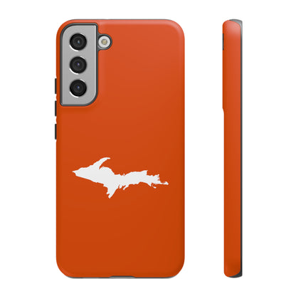 Michigan Upper Peninsula Tough Phone Case (Maple Leaf Orange w/ UP Outline) | Samsung & Pixel Android