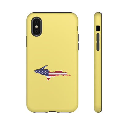 Michigan Upper Peninsula Tough Phone Case (Yellow Cherry Color w/ UP USA Outline) | Apple iPhone