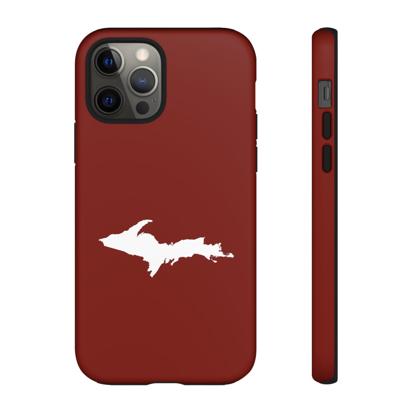 Michigan Upper Peninsula Tough Phone Case (Traverse Cherry Red w/ UP Outline) | Apple iPhone