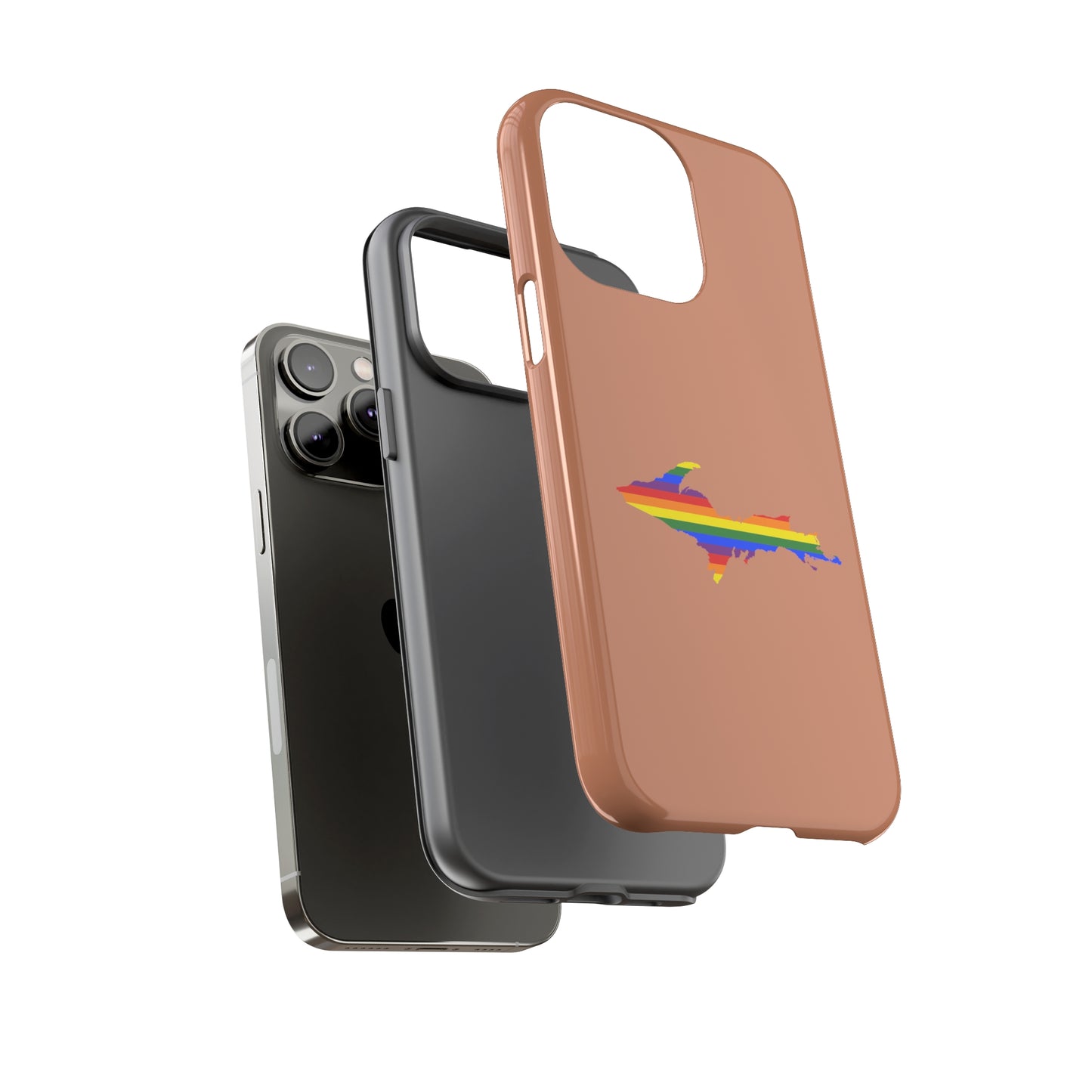 Michigan Upper Peninsula Tough Phone Case (Copper Color w/ UP Pride Flag Outline) | Apple iPhone