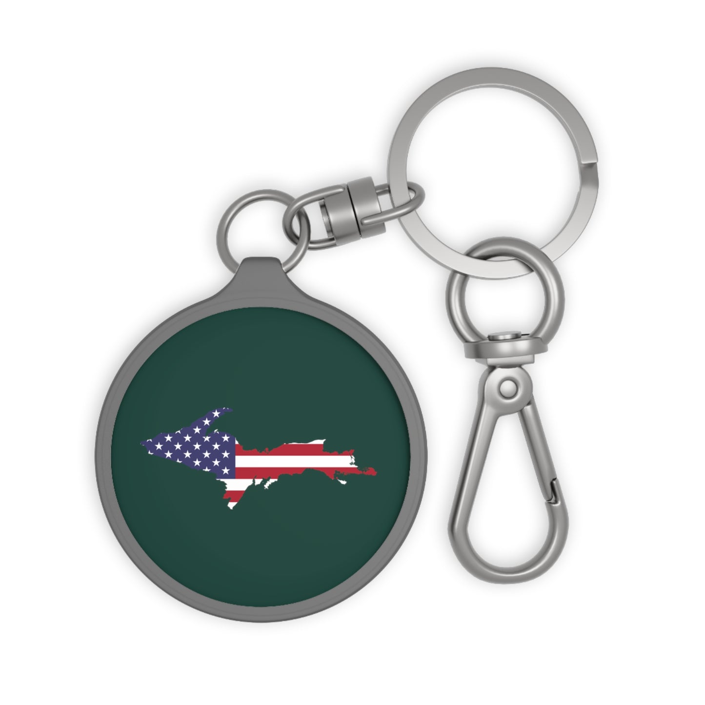 Michigan Upper Peninsula Keyring (w/ UP USA Flag) | Laconic Green