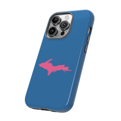 Michigan Upper Peninsula Tough Phone Case (Lake Superior Blue w/ Pink UP Outline) | Apple iPhone