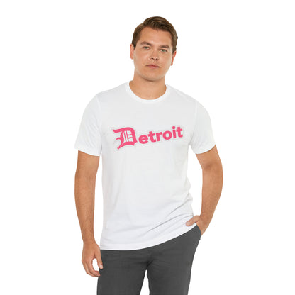 'Detroit' T-Shirt (Rhodochrosite Pink w/ Old English 'D') | Unisex Standard