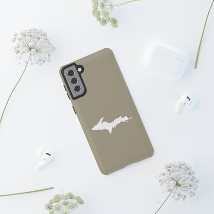 Michigan Upper Peninsula Tough Phone Case (Petoskey Stone Beige w/ UP Outline) | Samsung & Pixel Android