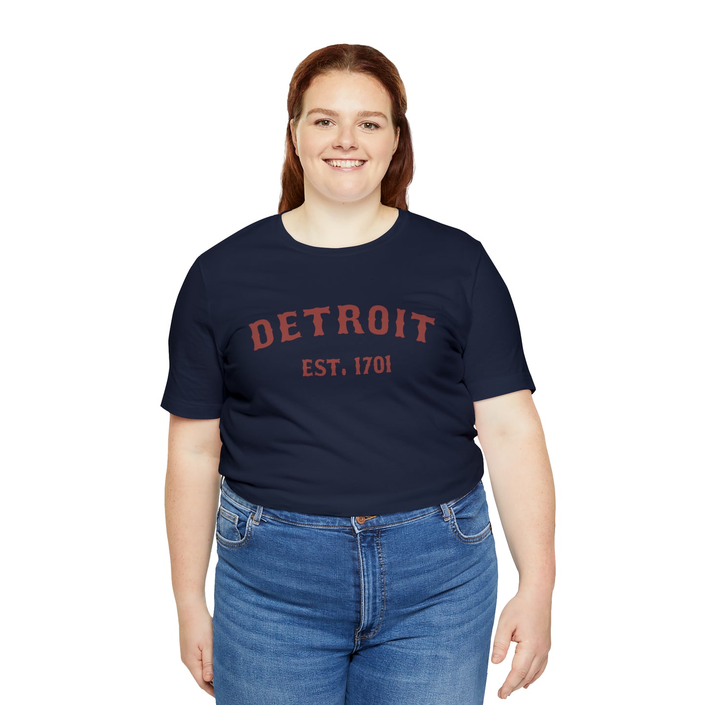 Detroit EST. 1701' T-Shirt (Ore Dock Red Ballpark Font) | Unisex Standard