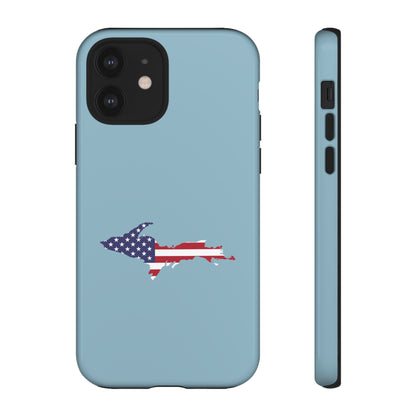 Michigan Upper Peninsula Tough Phone Case (Opal Blue w/ UP USA Flag Outline) | Apple iPhone