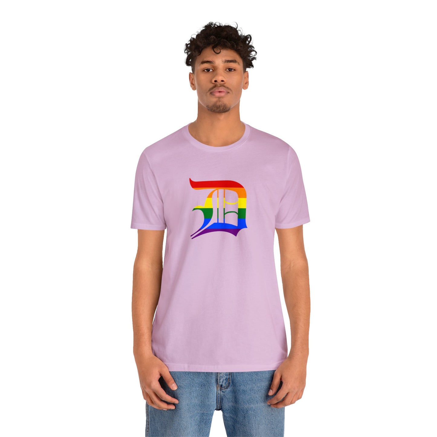 Detroit 'Old English D' T-Shirt (Rainbow Pride Edition) | Unisex Standard