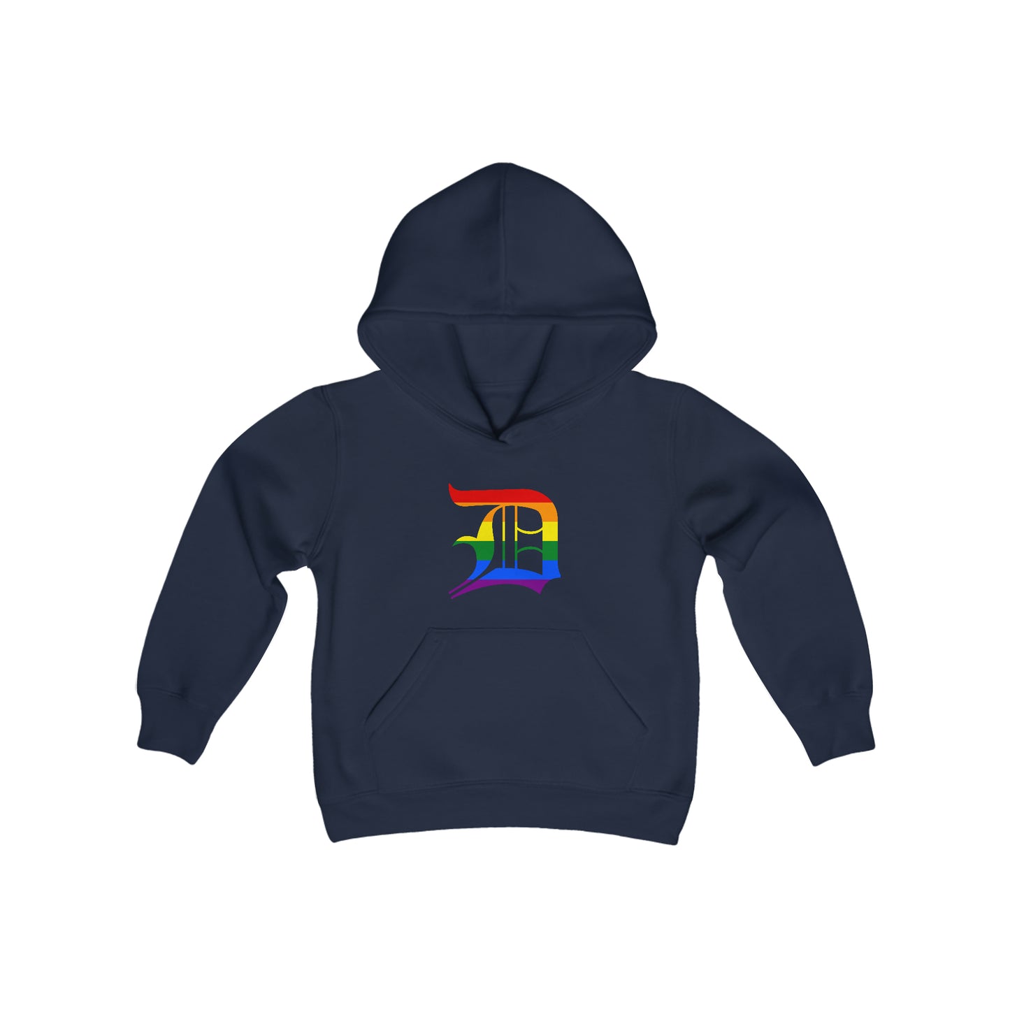 Detroit 'Old English D' Hoodie (Rainbow Pride Edition) | Unisex Youth