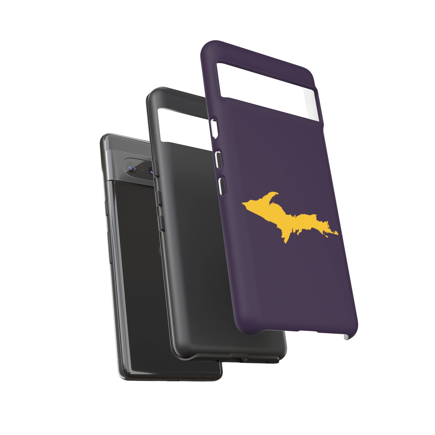 Michigan Upper Peninsula Tough Phone Case (Blackcurrant w/ Gold UP Outline) | Samsung & Pixel Android