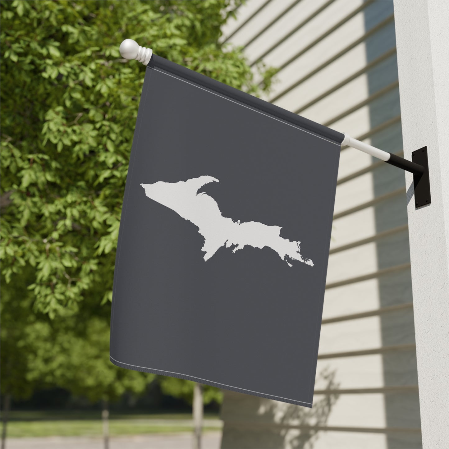 Michigan Upper Peninsula Home & Garden Flag (w/ UP Outline) | Iron Ore Grey