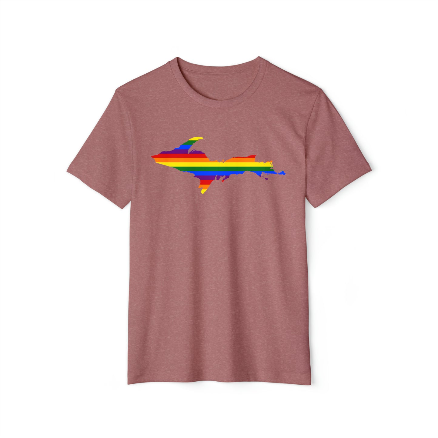 Michigan Upper Peninsula T-Shirt (w/ UP Rainbow Pride Flag) | Unisex Recycled Organic