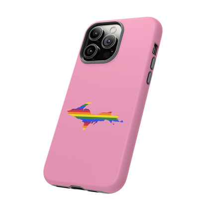 Michigan Upper Peninsula Tough Phone Case ('67 Pink Caddie w/ UP Pride Flag Outline) | Apple iPhone