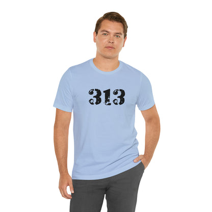 Detroit '313' T-Shirt (Distressed Stencil Font) | Unisex Standard Fit