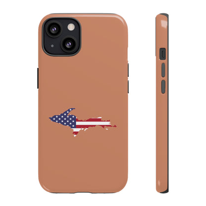 Michigan Upper Peninsula Tough Phone Case (Copper Color w/ UP USA Flag Outline) | Apple iPhone