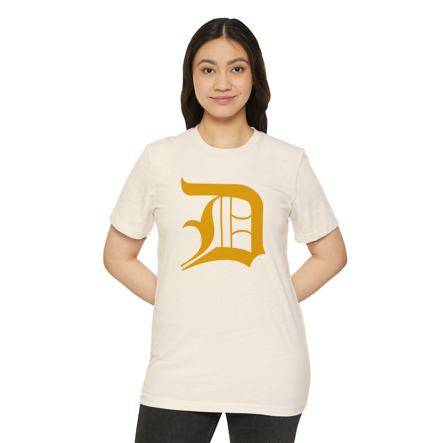 Detroit 'Old English D' T-Shirt (Gold) | Unisex Recycled Organic