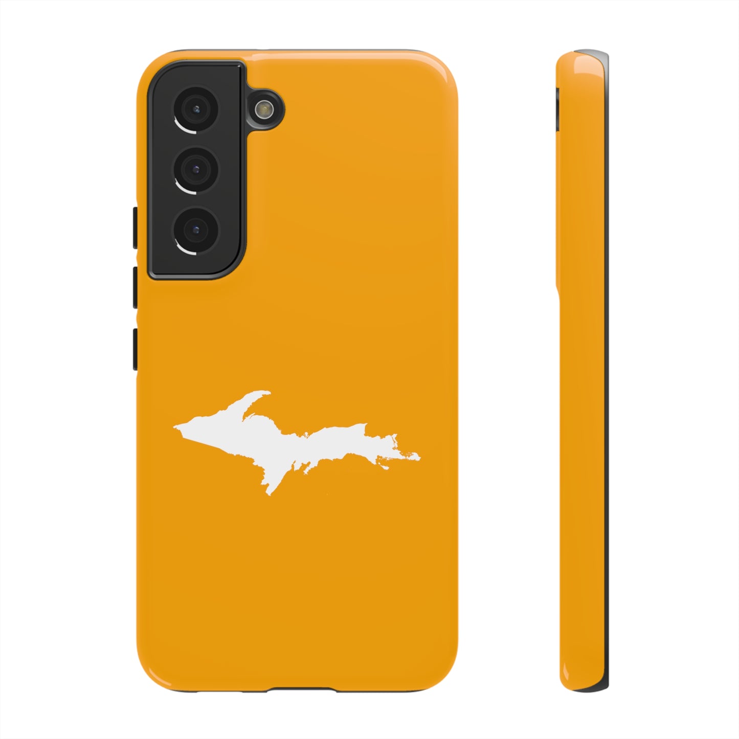 Michigan Upper Peninsula Tough Phone Case (Autumn Birch Leaf Color w/ UP Outline) | Samsung & Pixel Android