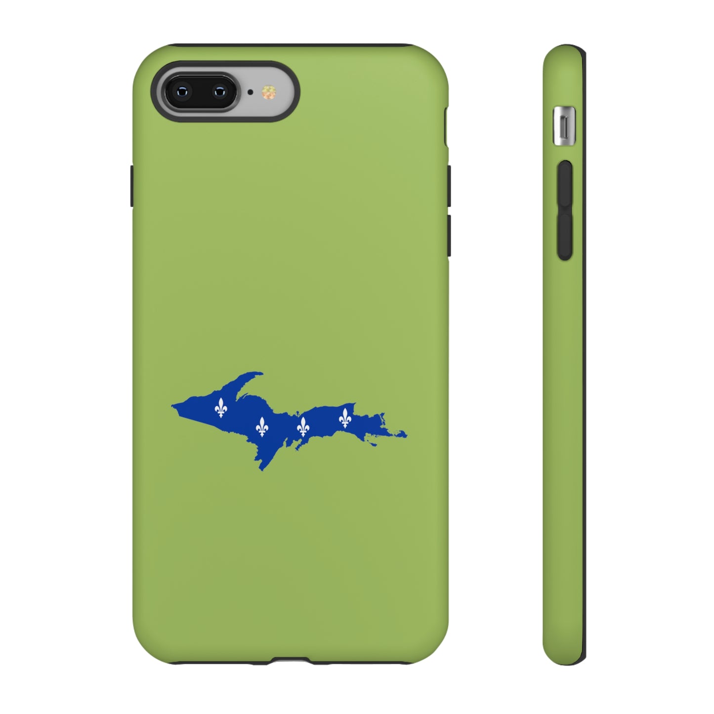 Michigan Upper Peninsula Tough Phone Case (Gooseberry Green w/ UP Quebec Flag Outline) | Apple iPhone