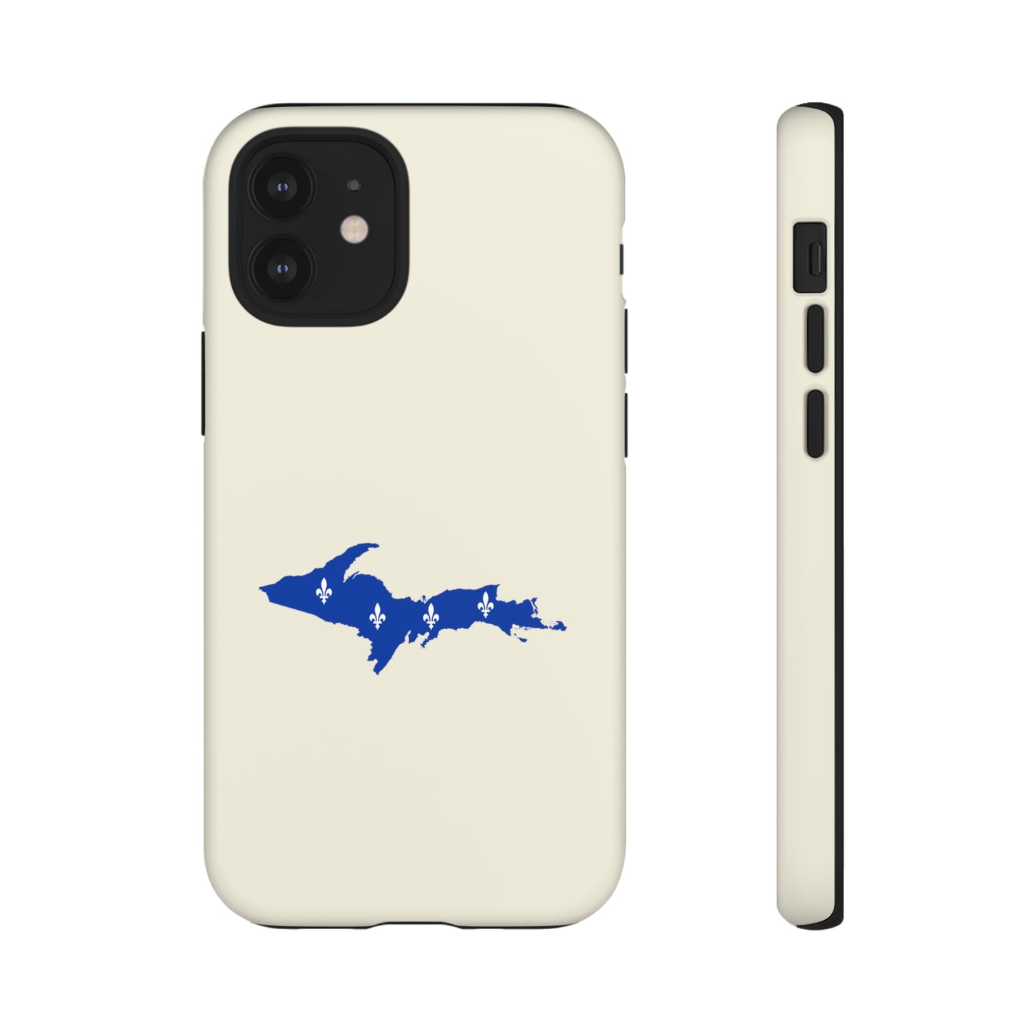 Michigan Upper Peninsula Tough Phone Case (Ivory White w/ UP Quebec Flag Outline) | Apple iPhone