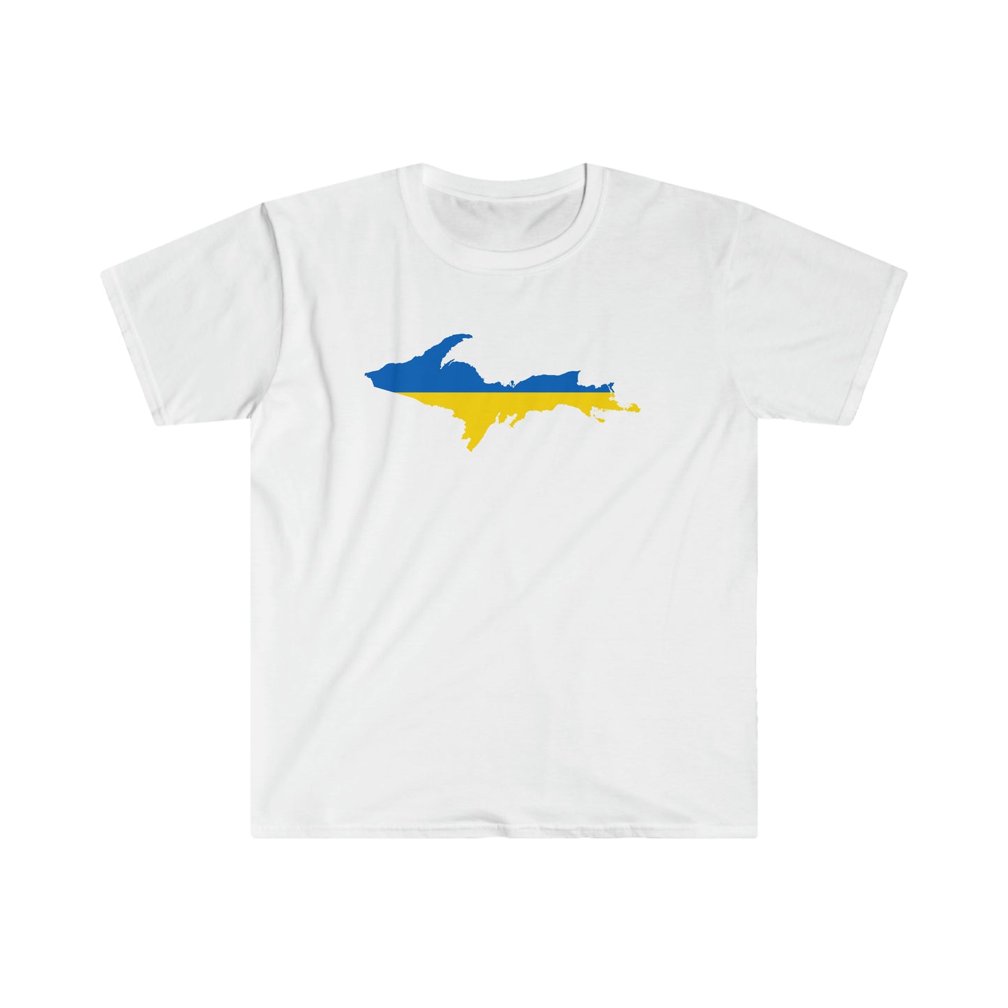 Michigan Upper Peninsula T-Shirt (w/ UP Ukraine Flag Outline) | Unisex Budget