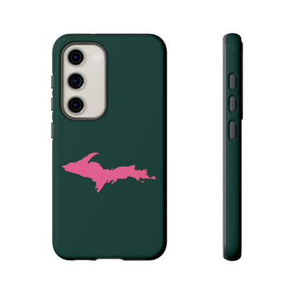 Michigan Upper Peninsula Tough Phone Case (Green w/ Pink UP Outline) | Samsung & Pixel Android