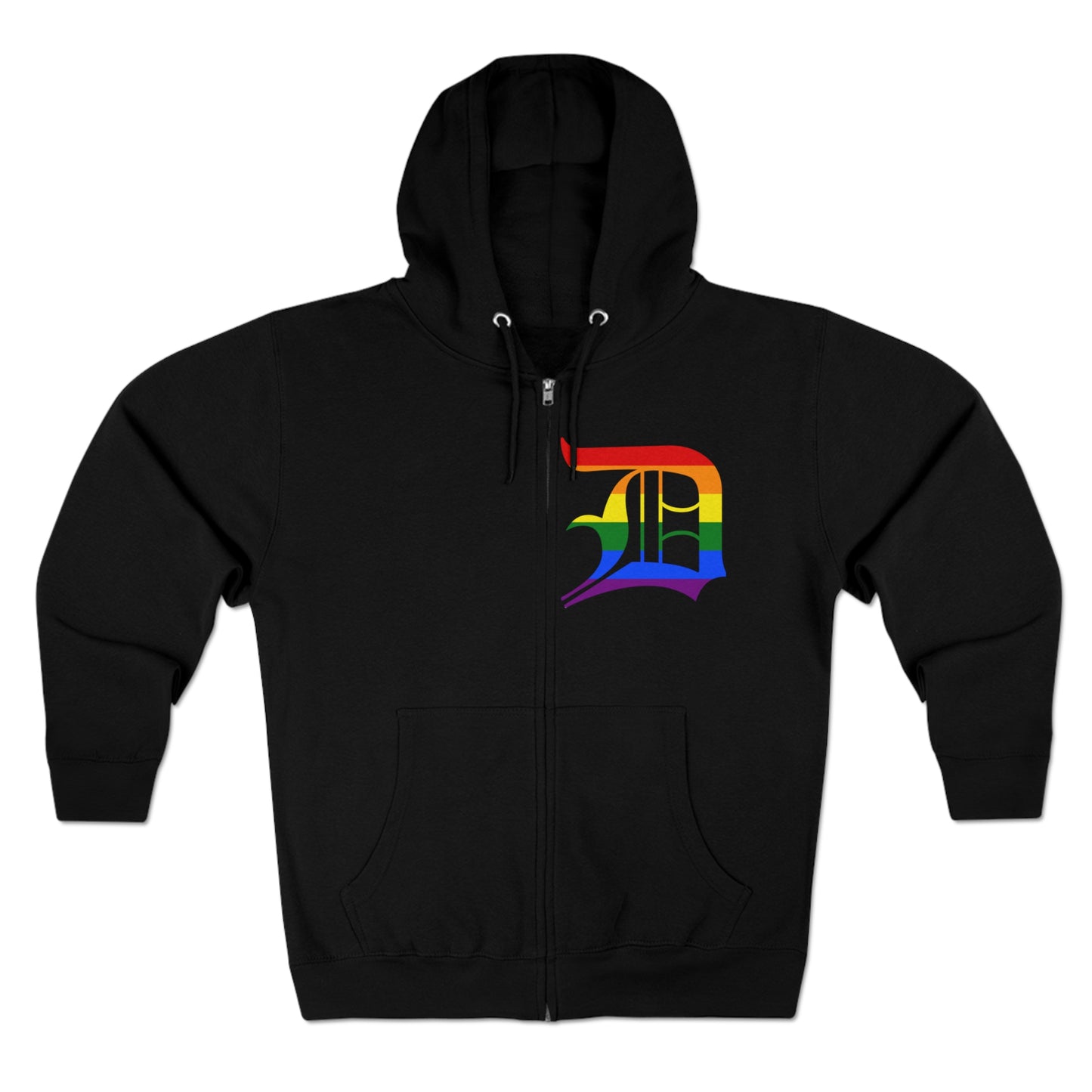 Detroit 'Old English D' Hoodie (Rainbow Pride Edition) | Unisex Full Zip