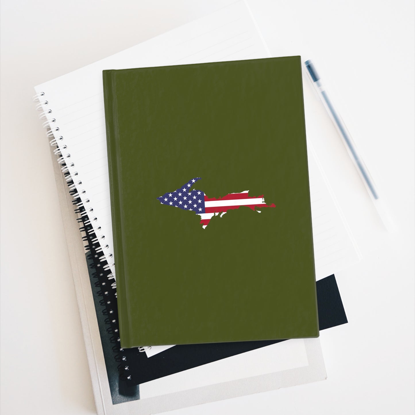 Michigan Upper Peninsula Blank Sketchbook (w/ UP USA Flag) | Army Green