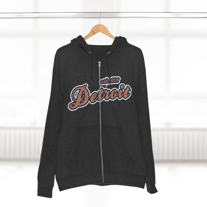 'Detroit EST 1701' Hoodie (Copper Script Font) | Unisex Full Zip