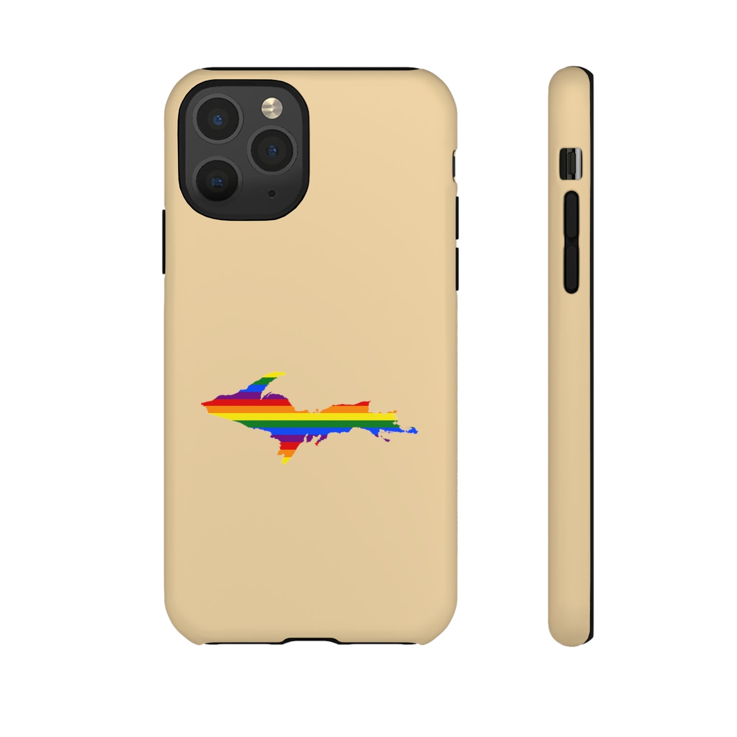 Michigan Upper Peninsula Tough Phone Case (Maple Color w/ UP Pride Flag Outline) | Apple iPhone