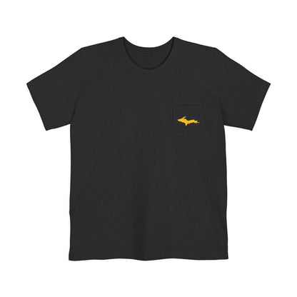 Michigan Upper Peninsula Pocket T-Shirt (w/ Gold UP Outline) | Unisex Standard