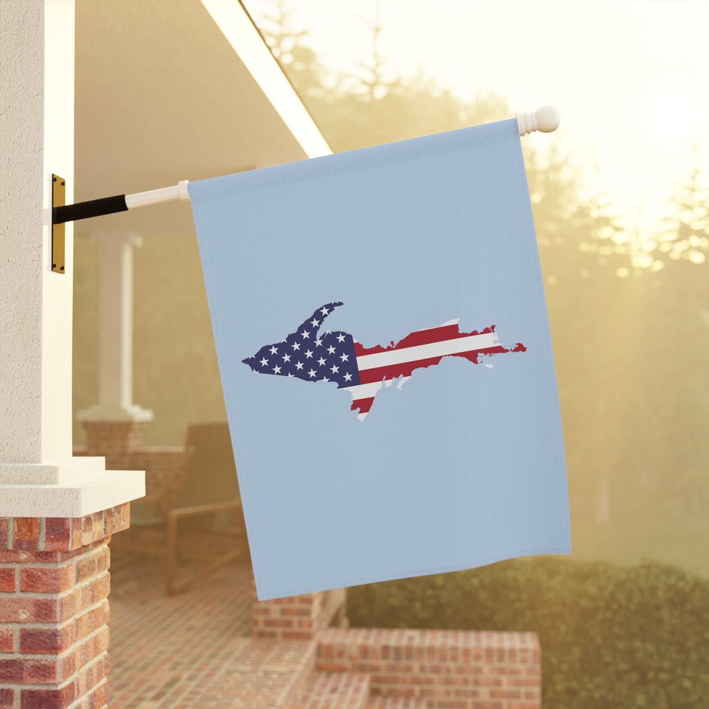 Michigan Upper Peninsula Home & Garden Flag (w/ UP USA Flag) | Light Blue