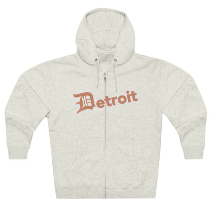 'Detroit' Hoodie (Copper w/ Old English 'D') | Unisex Full Zip