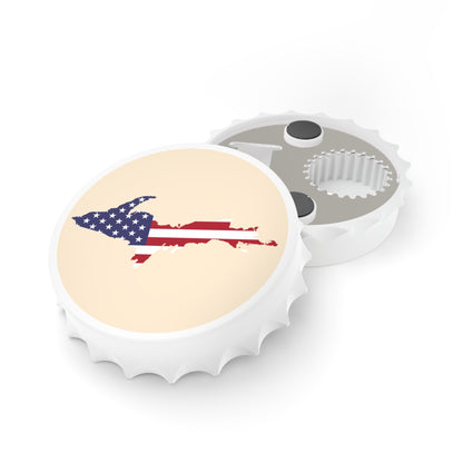 Michigan Upper Peninsula Bottle Opener (w/ UP USA Flag ) | Champagne White