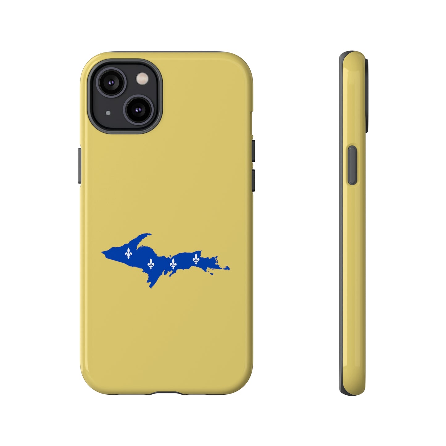 Michigan Upper Peninsula Tough Phone Case (Plum Yellow w/ UP Quebec Flag Outline) | Apple iPhone