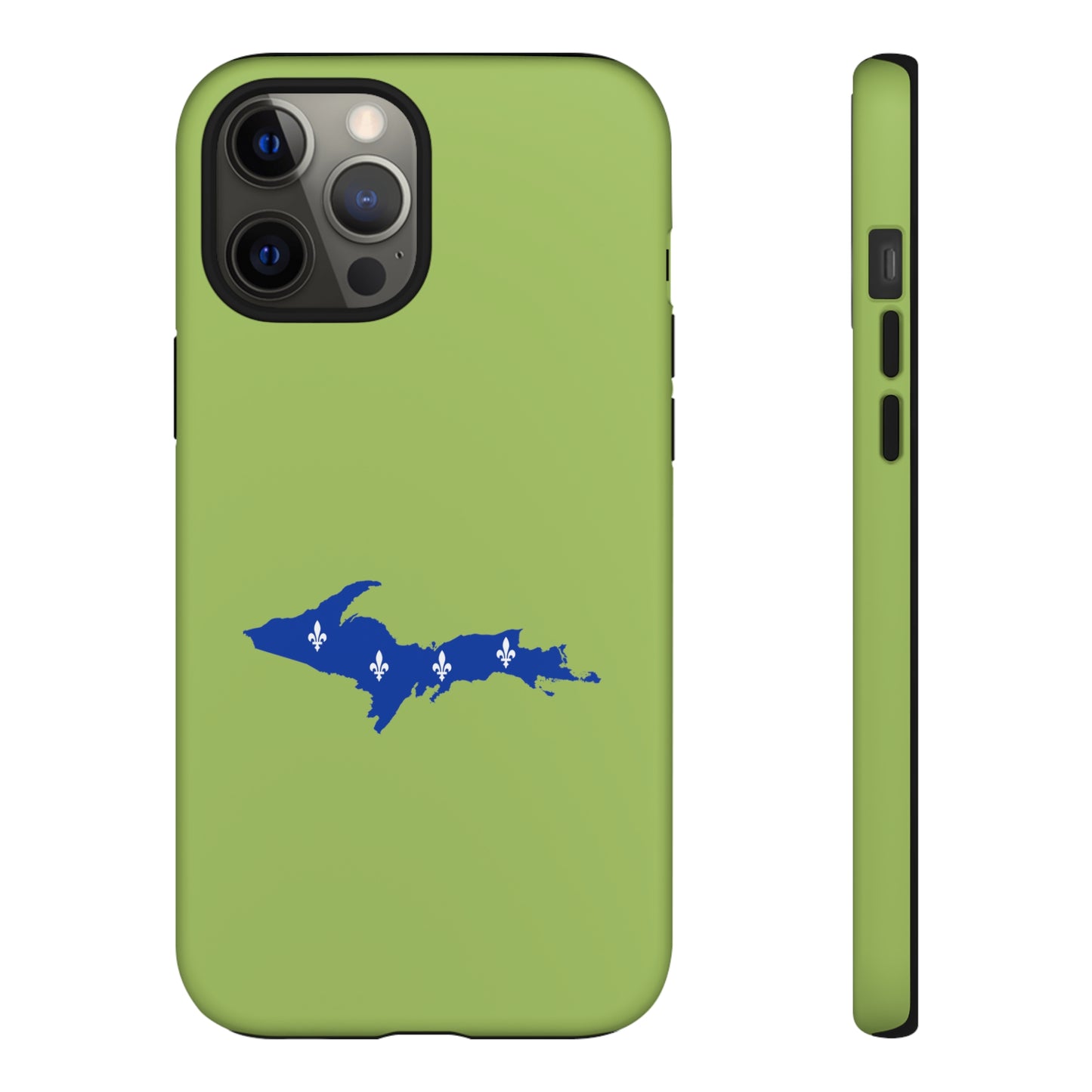 Michigan Upper Peninsula Tough Phone Case (Gooseberry Green w/ UP Quebec Flag Outline) | Apple iPhone