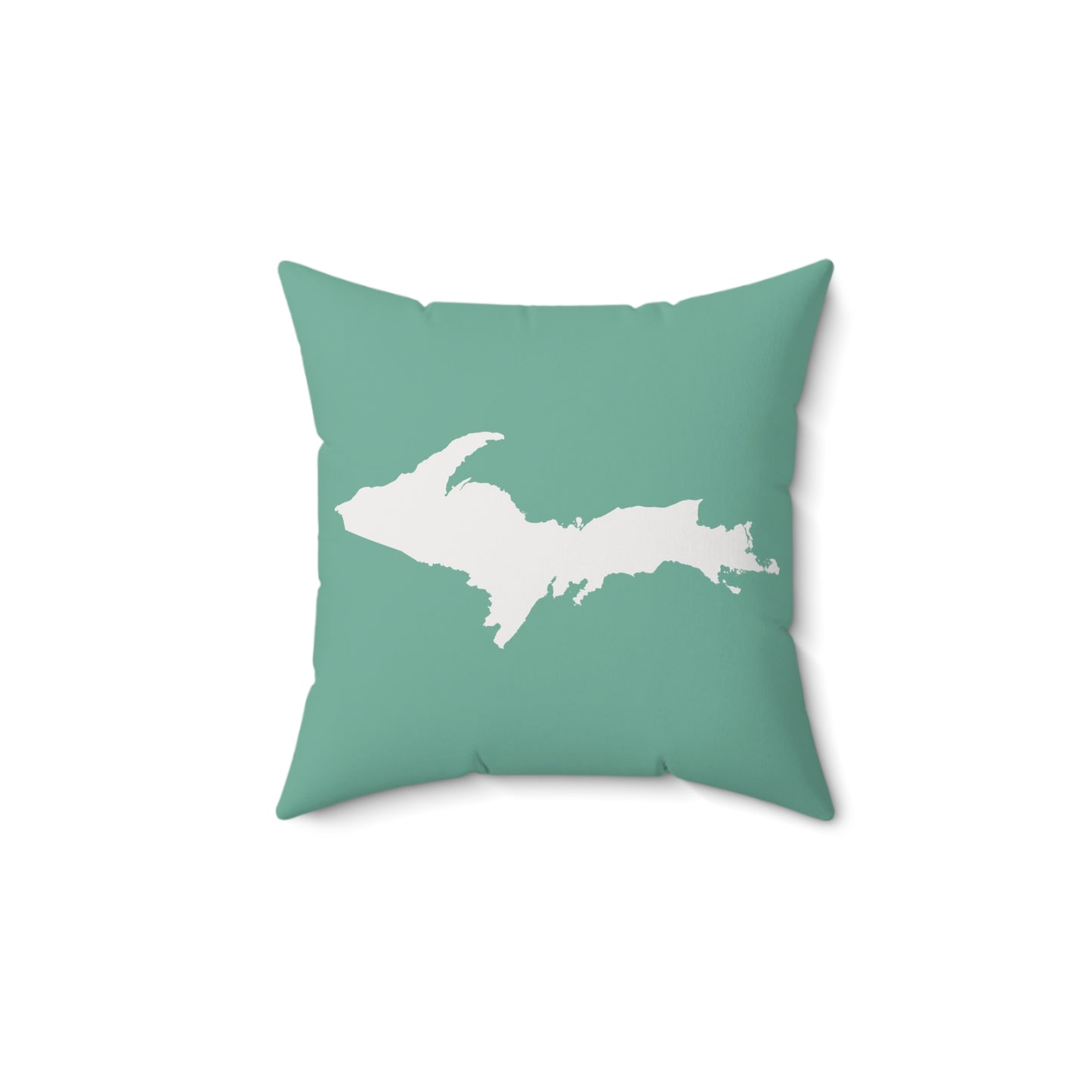 Michigan Upper Peninsula Accent Pillow (w/ UP Outline) | Metallic Mint Green