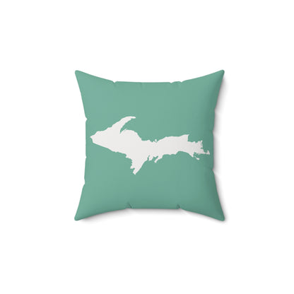 Michigan Upper Peninsula Accent Pillow (w/ UP Outline) | Metallic Mint Green