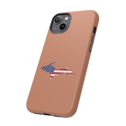 Michigan Upper Peninsula Tough Phone Case (Copper Color w/ UP USA Flag Outline) | Apple iPhone