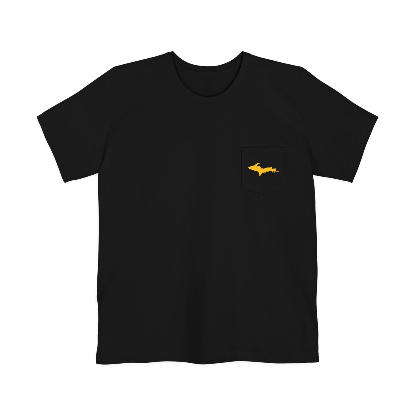 Michigan Upper Peninsula Pocket T-Shirt (w/ Gold UP Outline) | Unisex Standard