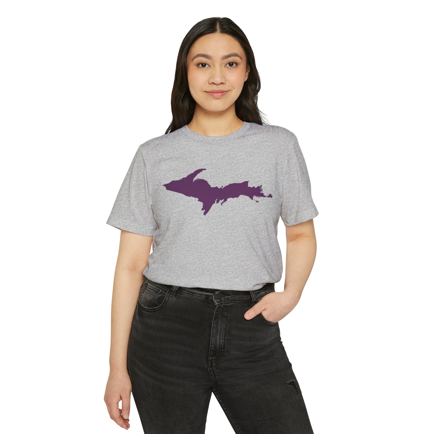 Michigan Upper Peninsula T-Shirt (w/ Plum UP Outline) | Unisex Recycled Organic