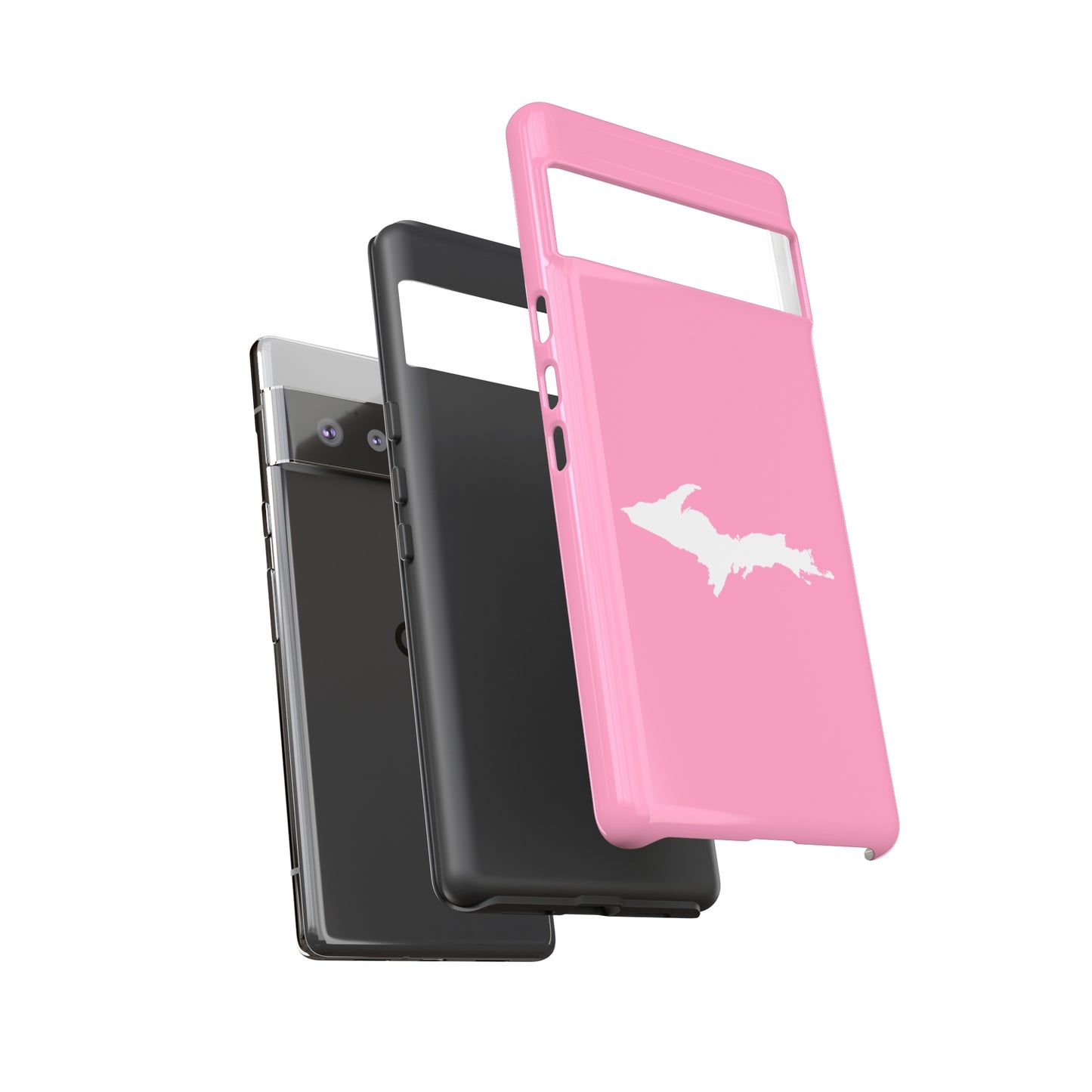 Michigan Upper Peninsula Tough Phone Case ('67 Caddie Pink w/ UP Outline) | Samsung & Pixel Android