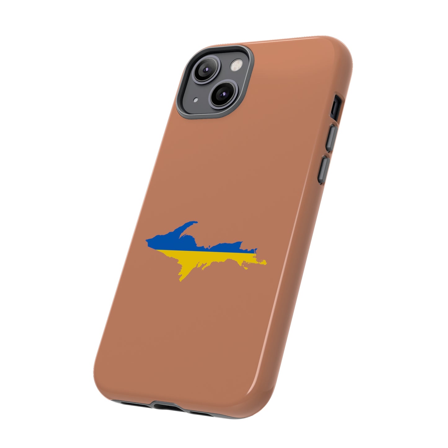 Michigan Upper Peninsula Tough Phone Case (Copper Color w/ UP Ukraine Flag Outline) | Apple iPhone