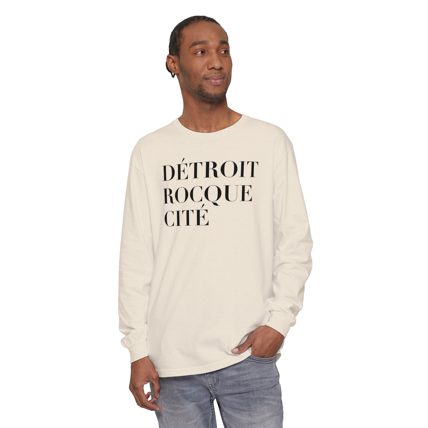 'Détroit Rocque Cité' Garment-Dyed T-Shirt | Unisex Long Sleeve