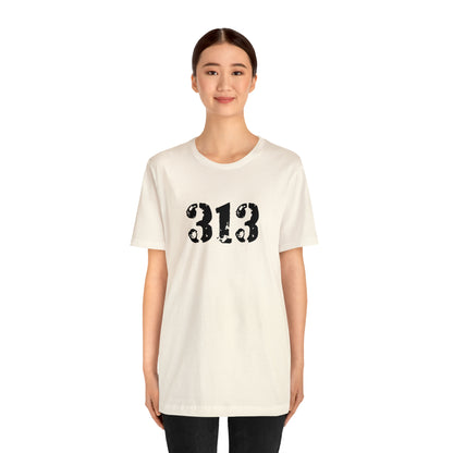 Detroit '313' T-Shirt (Distressed Stencil Font) | Unisex Standard Fit