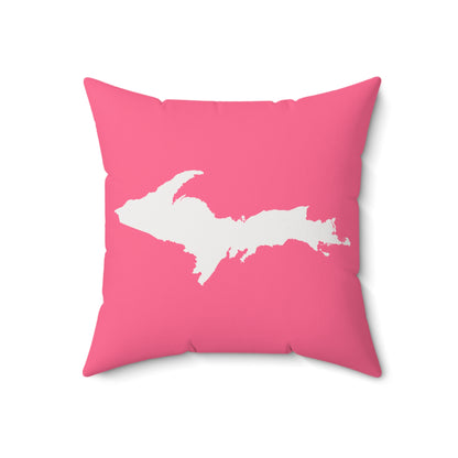 Michigan Upper Peninsula Accent Pillow (w/ UP Outline) | Rhodochrosite Pink