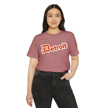 'Detroit' T-Shirt (Maple Leaf Orange Old English 'D') | Unisex Recycled Organic