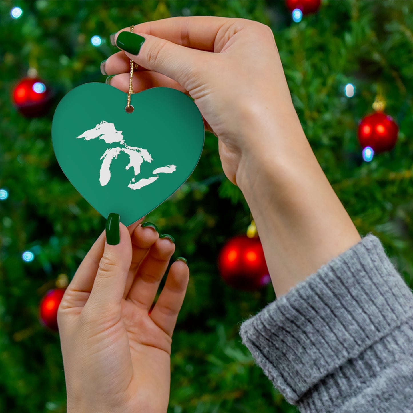 Great Lakes Christmas Ornament (Emerald Green) | Ceramic - 4 Shapes