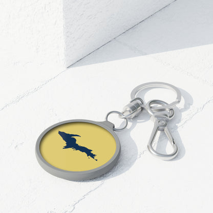 Michigan Upper Peninsula Keyring (w/ Navy UP Outline) | Plum Yellow