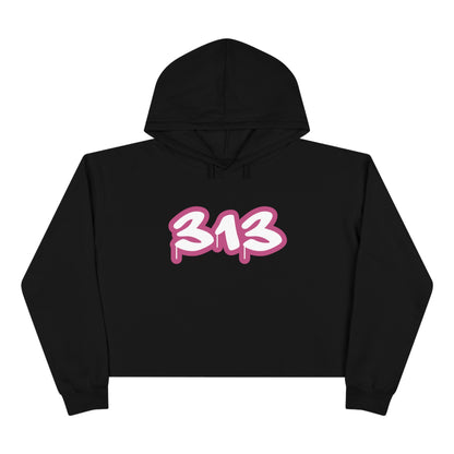 Detroit '313' Cropped Hoodie (Apple Blossom Pink)